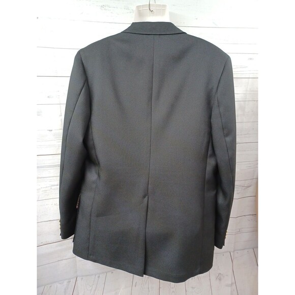 Vtg Haggar Mens Blazer Jacket Size 44L Black 2 Button Sport Coat Gold Buttons - Picture 4 of 7